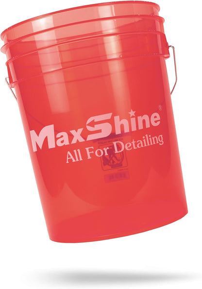 Maxshine 3.5 Gallon Universal Detailing Bucket (Red) – Car Wash Bucket for Scratch-Free Washing – Garage Storage & Auto Detailing Tool Holder – Holds Soap, Foam Cannon, Brushes, Microfiber Towels