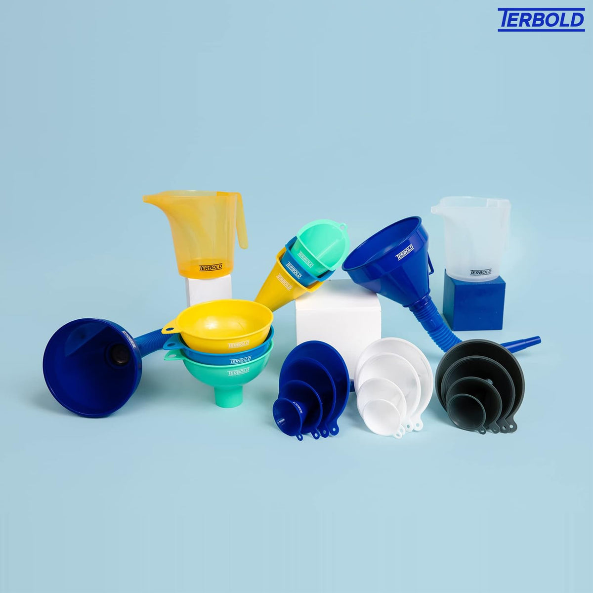 4pc Funnel Nesting Set in BPA Free Plastic for Kitchen Cooking, Car Oil, Home, or Lab Use (Black)