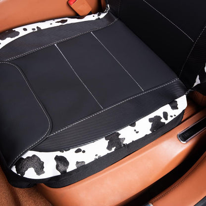 Flying Banner Carbon Fiber Leather Vehicle Seat Covers, Leopard Gray Black, Universal Fit - 8PCS