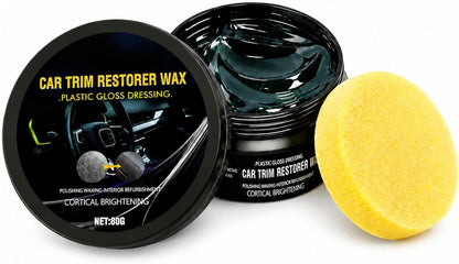 Plastic Restorer for Cars, Ceramic Coating Black Trim Restorer, Back to Black Plastic Polish for Interior Exterior Trim, Dashboard Cleaner with UV Protection, 80g with Sponge
