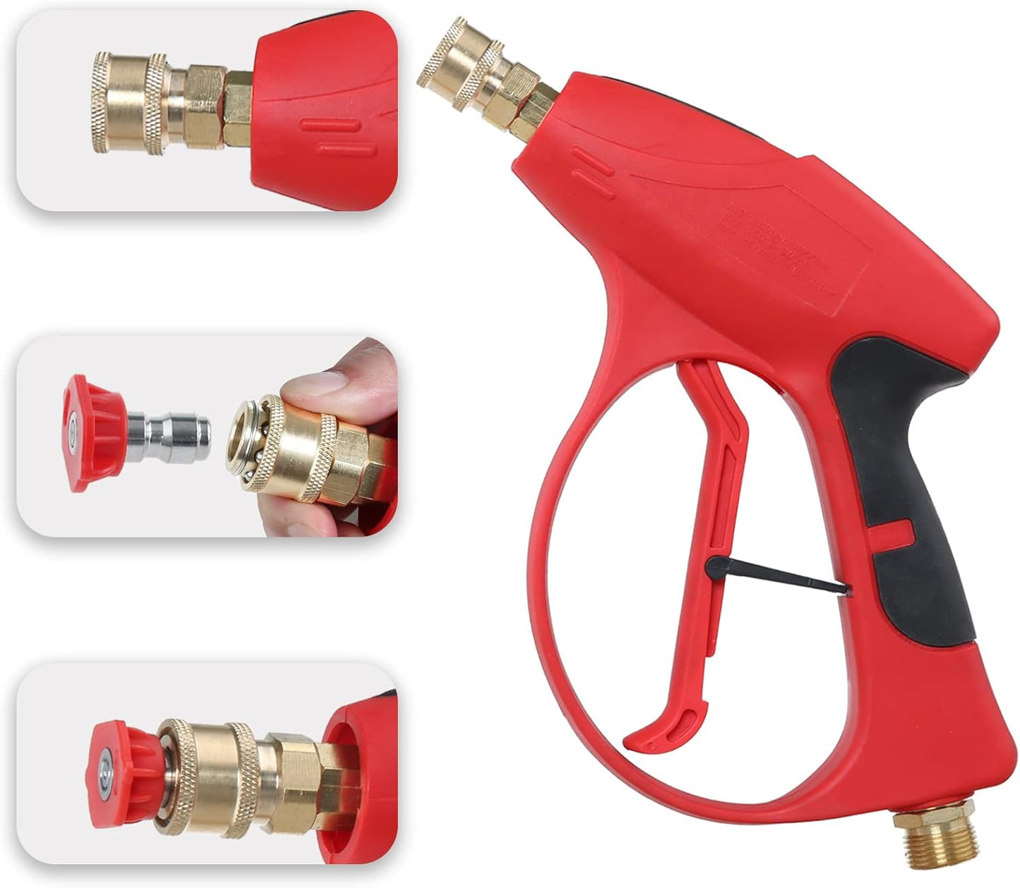 Sooprinse Foam Cannon Kit with Pressure Washer Short Gun, 1 L Snow Foam Lance with 1/4 Inch Quick Connector, Foam Blaster with Pressure Washer Gun,4000 PSI, Black