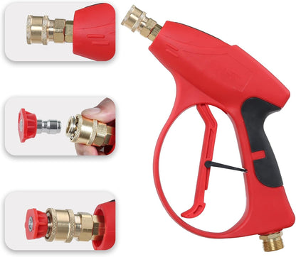 Sooprinse Foam Cannon Kit with Pressure Washer Short Gun, 1 L Snow Foam Lance with 1/4 Inch Quick Connector, Foam Blaster with Pressure Washer Gun,4000 PSI, Black