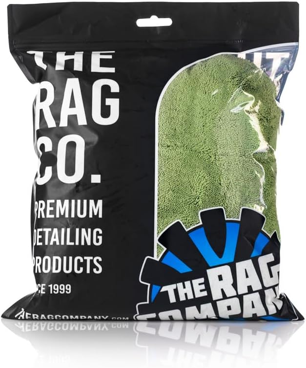 The Rag Company, The Liquid8r, Absorbent 70/30 Blend Microfiber Drying Towel for Cars, Trucks, and SUVs, Safe for Detailing, Scratch-Free, Twist Loop, 1100 GSM, 20x24 Inches, Aqua Blue/Grey