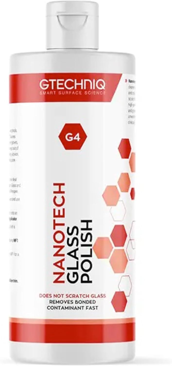 Gtechniq G4 Nanotech Windshield Polish, 3.4 fl oz | Removes Stubborn Dirt and Grime, Removes Water Spots and Tarnishes, Clinically Clean Smear and Scratch-Free Finish