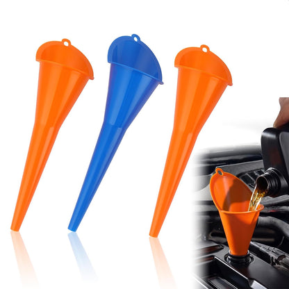Oil Funnel 3-Pack, Multi Function Plastic Long Neck Oil Funnel - for All Automotive Oils Lubricants Engine Oils Water Diesel Fuel Kerosene