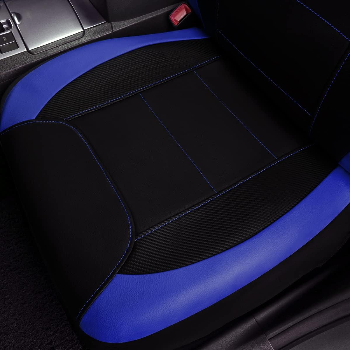Flying Banner Carbon Fiber Leather Vehicle Seat Covers, Leopard Gray Black, Universal Fit - 8PCS