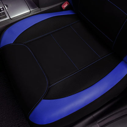 Flying Banner Carbon Fiber Leather Vehicle Seat Covers, Leopard Gray Black, Universal Fit - 8PCS