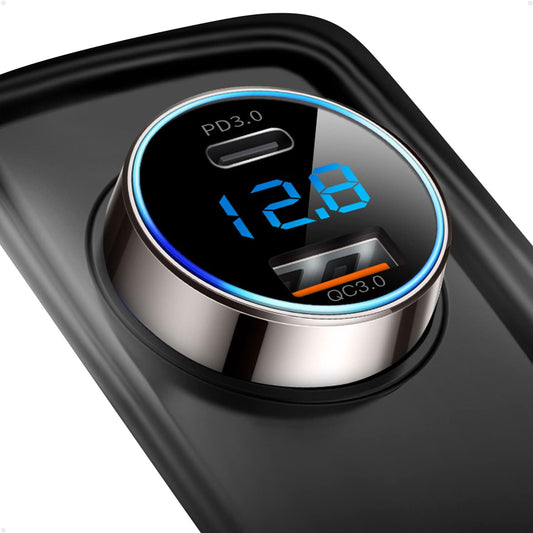 [Pure Copper] USB C Car Charger, SUPERONE 45W Dual USB Car Charger Adapter with 27W/20W PD Port, Fast QC3.0 LED Voltmeter for iPhone 17 16 15 14 Max/Pro/Plus/Mini, Pixel 9/8/7, Samsung S25/S24 More