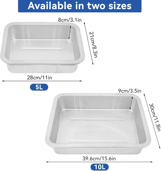 Oil Drain Pan, Universal Metal Oil Change Container with Easy Grip Edges 7-8L Capacity for Cars Motorcycles Boats, Durable Construction for Professional Mechanics and DIY Enthusiasts