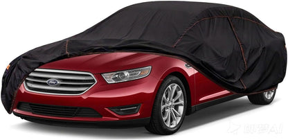 6 Layer Heavy Duty Car Cover Waterproof All Weather Protection with Cotton Liner, Full Exterior Outdoor Cover for Sun Rain Snow UV Protection, Fits Sedan 186-193 inchs