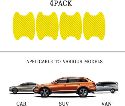 4PCS Sticker, Carbon Fiber Anti-Scratches Car Door Cup Protector, Non-Marking Auto Door Handle Protective Film, Universal for Most Car Handles (Black/4PCS)
