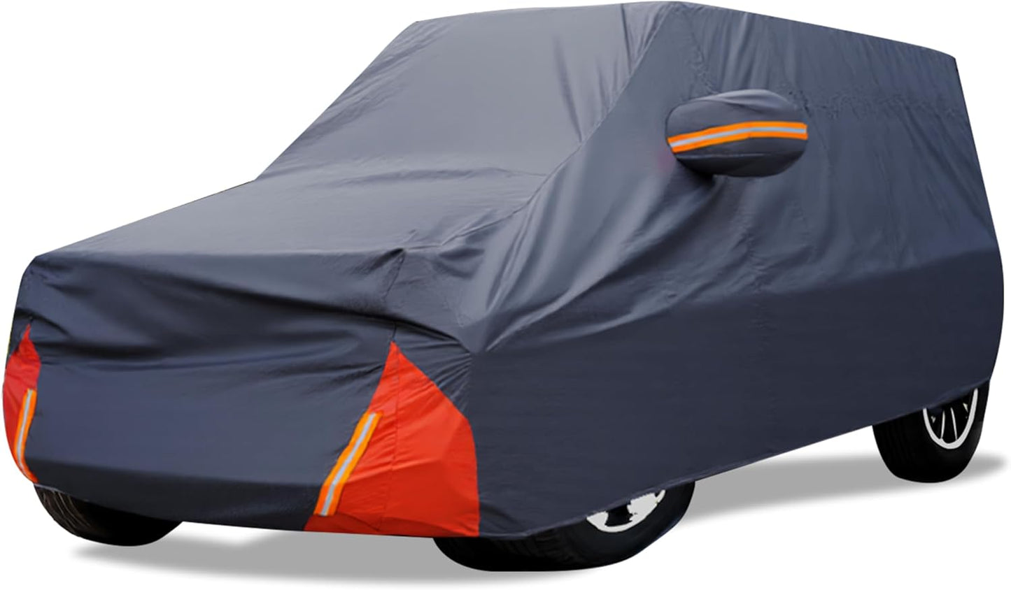 Car Cover Waterproof All Weather for Automobiles, 6 Layers Outdoor Full Exterior Cover Rain Sun UV Snowproof Protection with Zipper Cotton, Mirror Pocket for Sedan (190-195 inch)