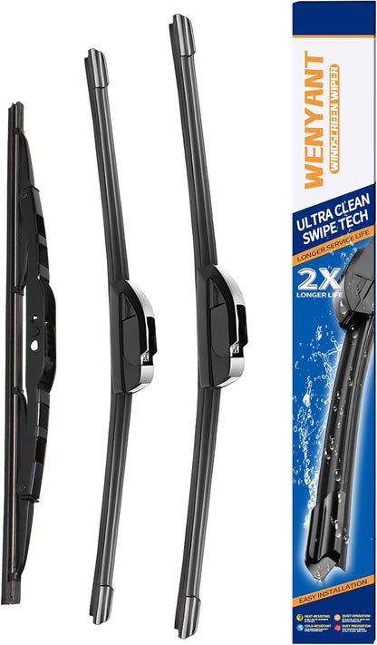 26"/19"/16" Windshield Wipers Compatible with Toyota Prius 2010-2015 Front and Rear Wiper Blades for My Car Automotive Replacement (Set of 3) - Colors B