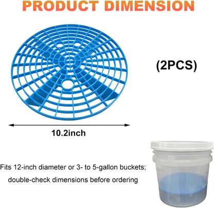 2 PCS Car Wash Bucket Inserts, Auto Detail Dirt Gaurd Buckets Filter Helps Remove Dirt Debris, Dirt Guard Insert Wash Filter Fits 12 Inch Diameter Bucket or 3-5 Gallon Buckets (Black+Red)