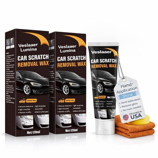 Car Scratch Remover for Light Scratches & Scuffs, Easy DIY Car Paint Repair Kit to Reduce Swirl Marks and Restore Shine, Polishing Compound with Sponge & Microfiber Towel (2Pcs)