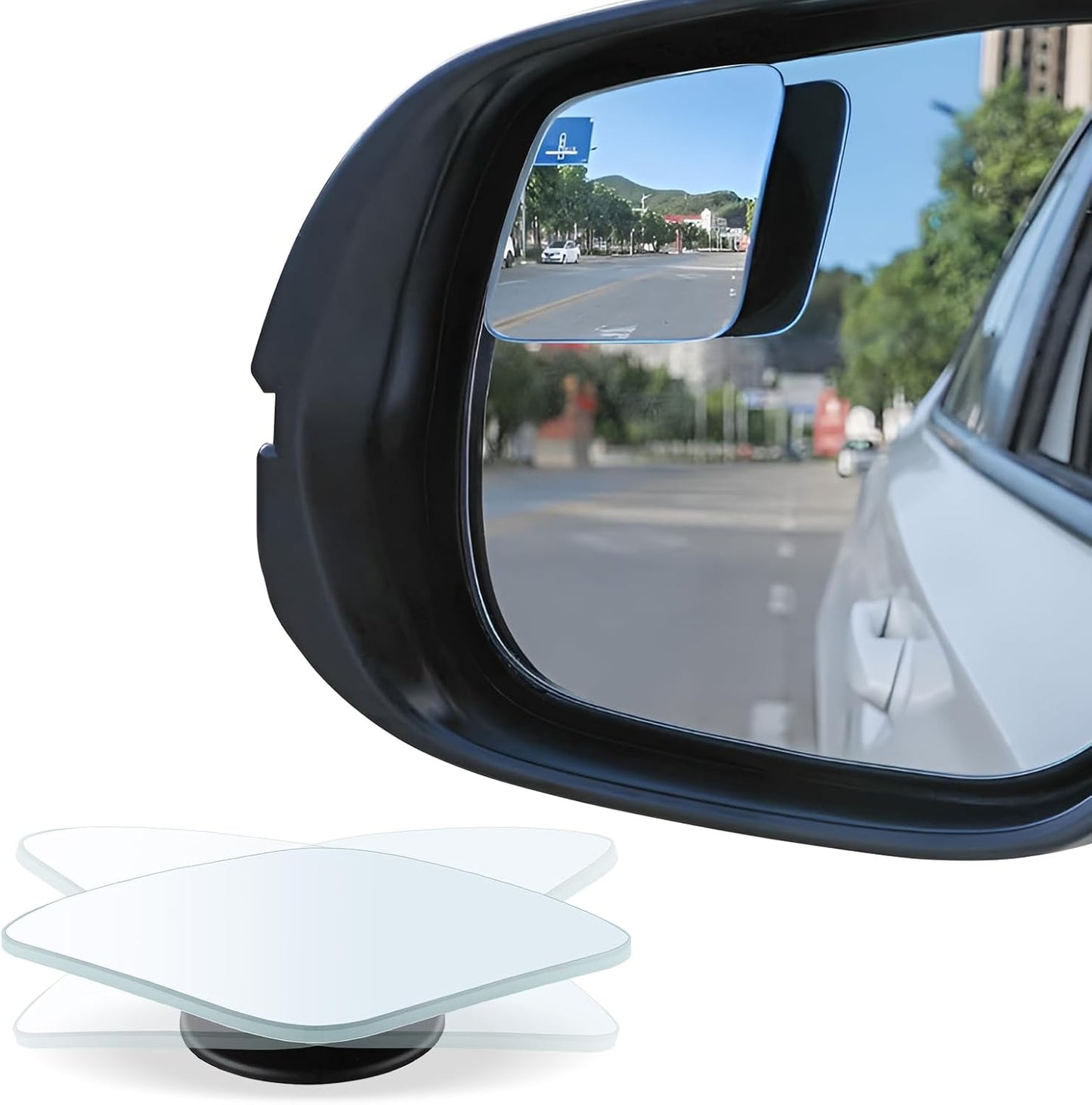 LivTee Blind Spot Mirrors, HD Glass Frameless Convex Rear View Mirrors, Wide Angle Adjustable Stick for Side Mirror, Automotive Exterior Accessories for Car, SUV & Trucks, Pack of 2