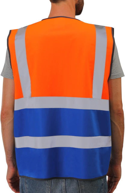 Dib Safety Reflective Safety Vest for Men Women, High Visibility Vest with Pockets and Zipper, ANSI Class 2