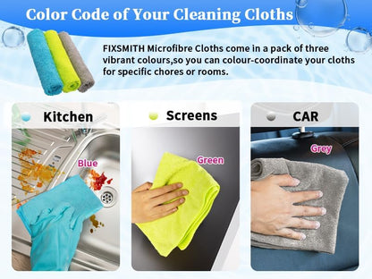 FIXSMITH Microfiber Cleaning Cloth - Pack of 50, Microfiber Towels for Cars 16 x 12 in, Highly Absorbent Cleaning Rags, Lint-Free, Streak-Free Cleaning Cloths for Car Kitchen Home Office