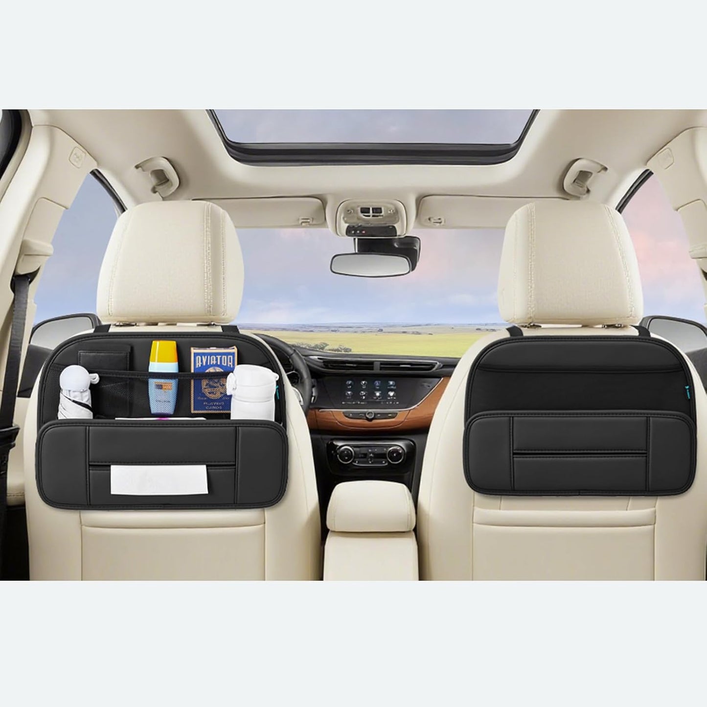FLORICH Car Seat Gap Filler, Pro-Seats Gap Filler Organizer and Storages 2-in-1, Premium Leather Center Console Organizer, Car Organizer Front Seat Universal Fit for Car SUV Truck