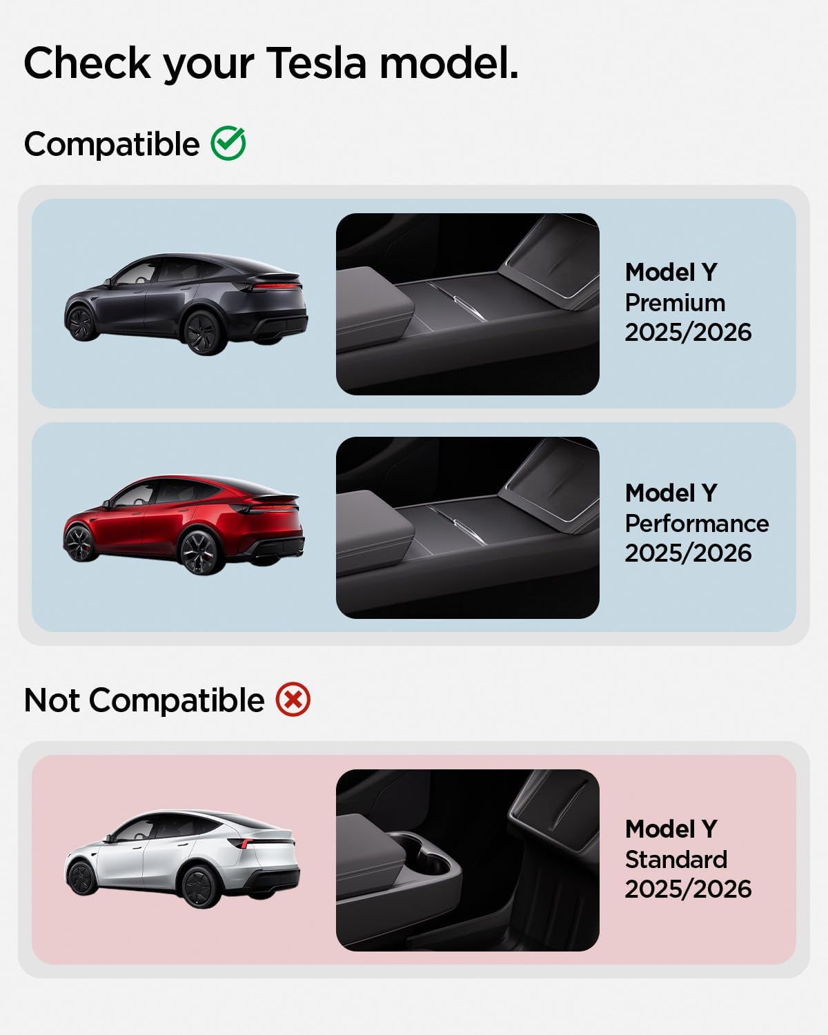 Spigen Center Console Organizer for Tesla Model Y Juniper (Only Premium & Performance 2026) and Model 3 Highland (Standard, Premium & Performance 2024/25/26) with Smooth Slide Technology - [Sliding]