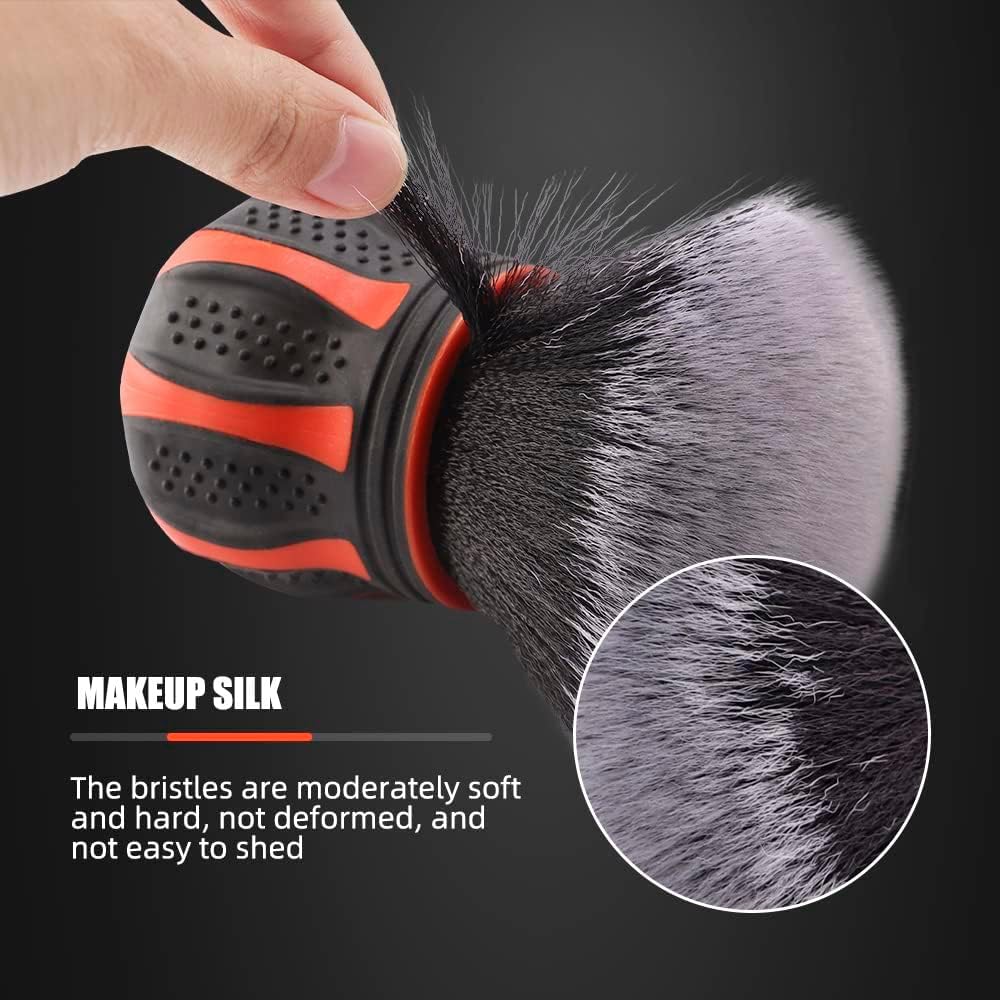 SPTA Ultra Soft Detailing Brush, Car Detail Brush, Orange Handle XL Synthetic Brush - Ultra Soft Bristles, Comes with Storage Rack, Covers Large Area Inside or Outside Vehicles