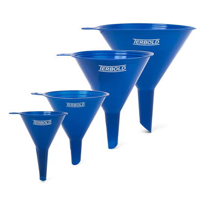 4pc Funnel Nesting Set in BPA Free Plastic for Kitchen Cooking, Car Oil, Home, or Lab Use (Black)