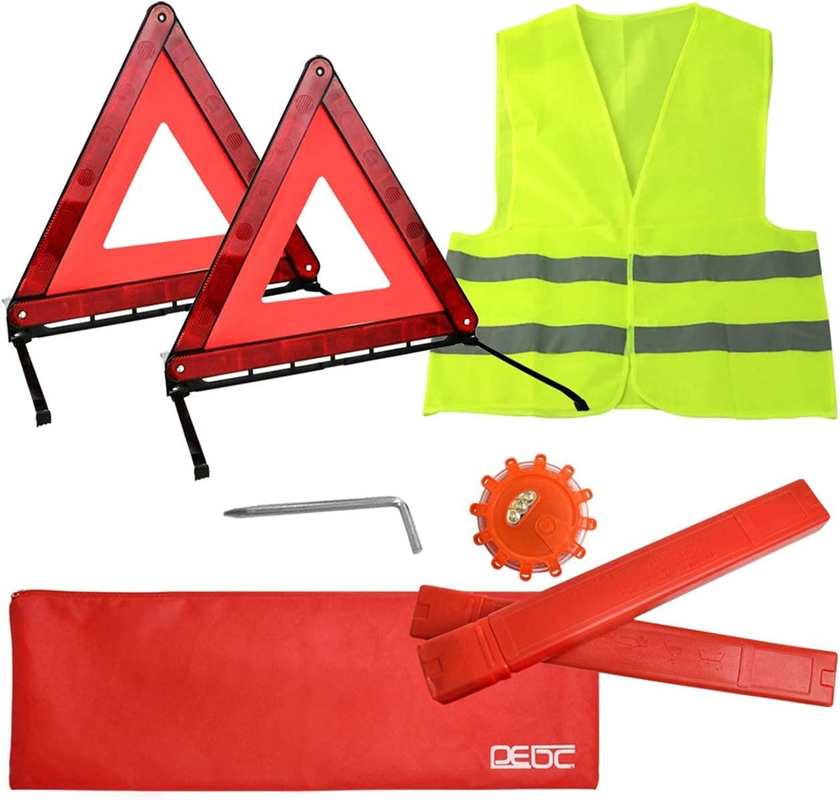 DEDC Warning Triangle, Foldable Safety Triangle, Triple Warning Kit, Warning Triangle Reflector, Roadside Hazard Sign, Triangle Symbol for Emergency with Storage Bag (3 Pack)