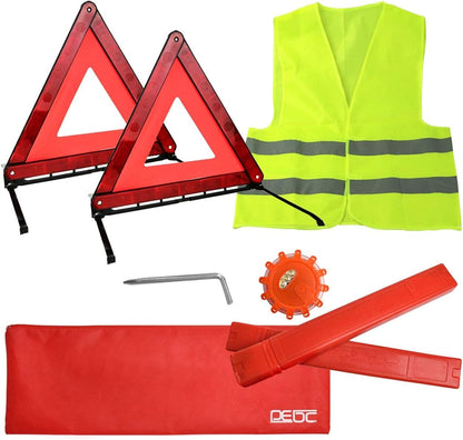 DEDC Warning Triangle, Foldable Safety Triangle, Triple Warning Kit, Warning Triangle Reflector, Roadside Hazard Sign, Triangle Symbol for Emergency with Storage Bag (3 Pack)
