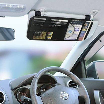 Car Sun Visor Organizer, Auto Visor Holder Interior Accessories Pocket Organizer - Car Registration Holder Document Storage Pouch Pen holder - Grey