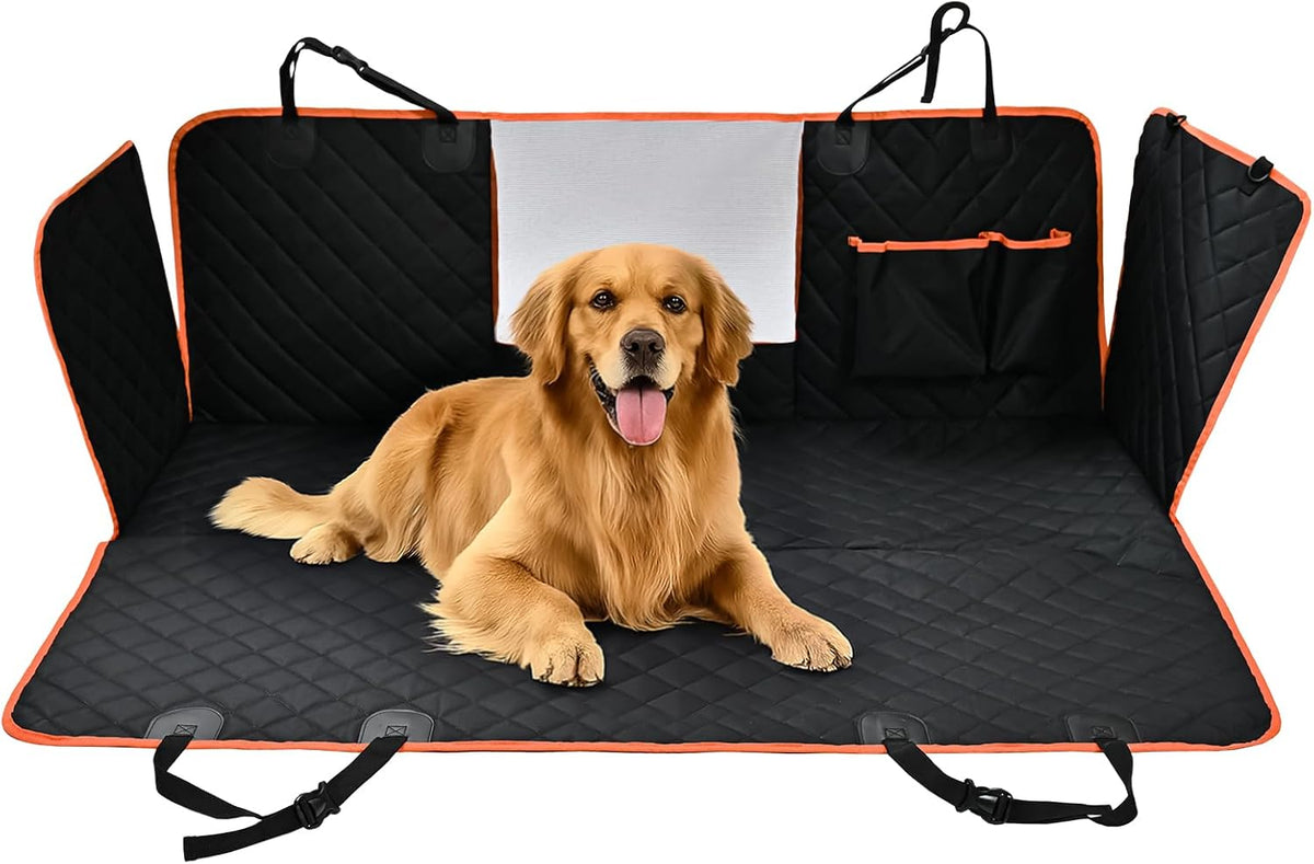 Amazon Basics Waterproof Dog Car Seat Cover, Scratch Proof Protector for Pet, Car Back Bench, 56 x 47 inch, Black