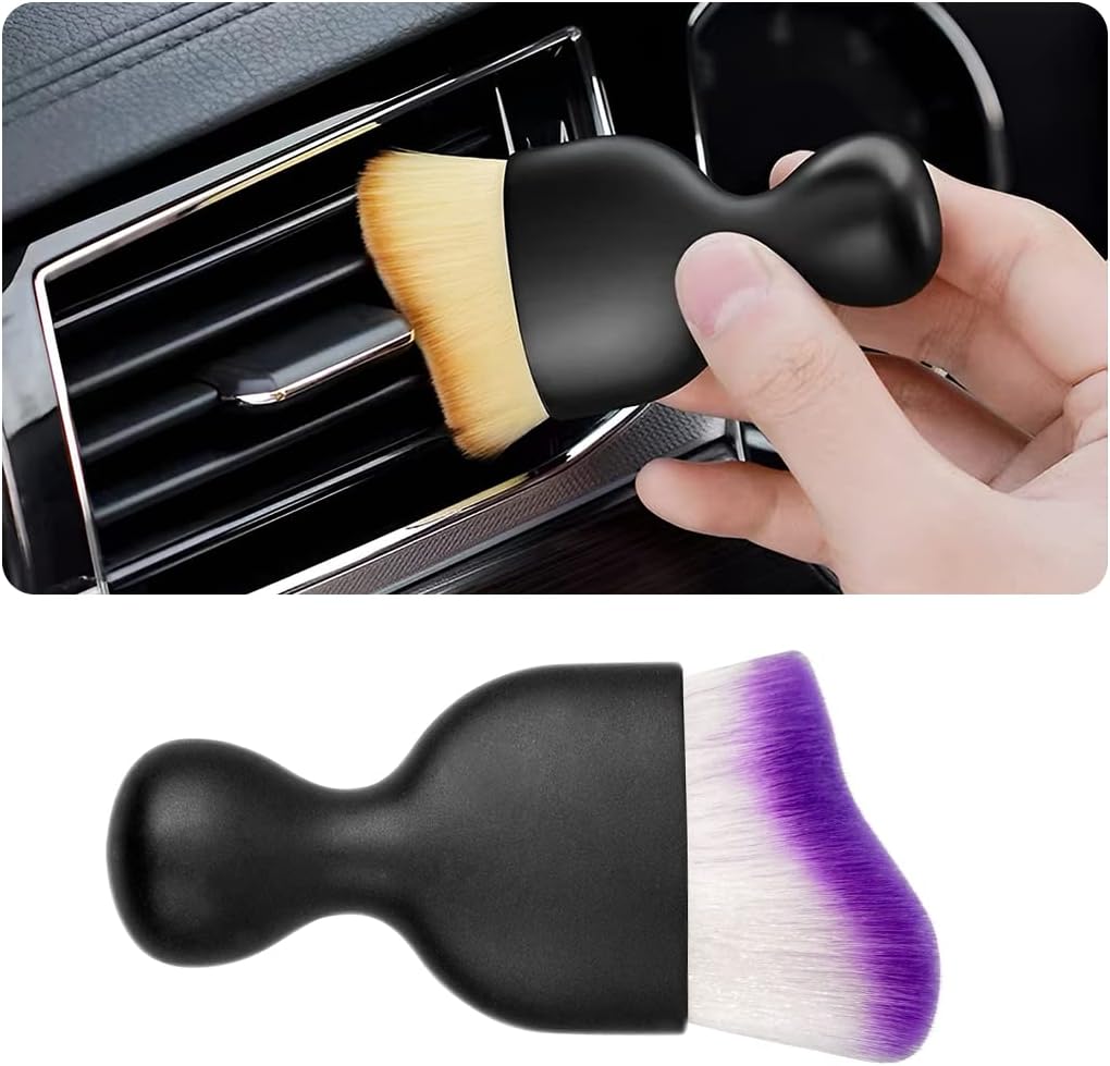 Blilo Car Interior Detailing Brush, Auto Soft Hair Cleaning Brushes, Curved Dirt Dust Collectors, Removal Tool for Dashboard Air Conditioner Vents Leather, Scratch Free (Black/1PCS)