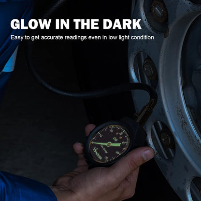 Tire Pressure Gauge - (0-60 PSI) Heavy Duty, Certified ANSI Accurate with Large 2 Inch Easy to Read Glow Dial, Low - High Air Pressure Gauge. Tire Gauge for Car and Trucks Tires by Vondior