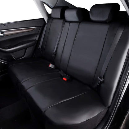 Flying Banner Carbon Fiber Leather Vehicle Seat Covers, Leopard Gray Black, Universal Fit - 8PCS