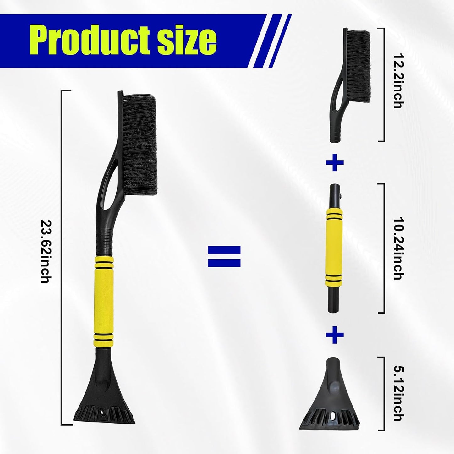 Dickno 24 Inch Car Snow Scraper and Brush, Detachable Scratch Free Ice Scraper with Ergonomic Foam Grip, Universal Winter Snow Removal Tool for Car Windshield Window (Black)