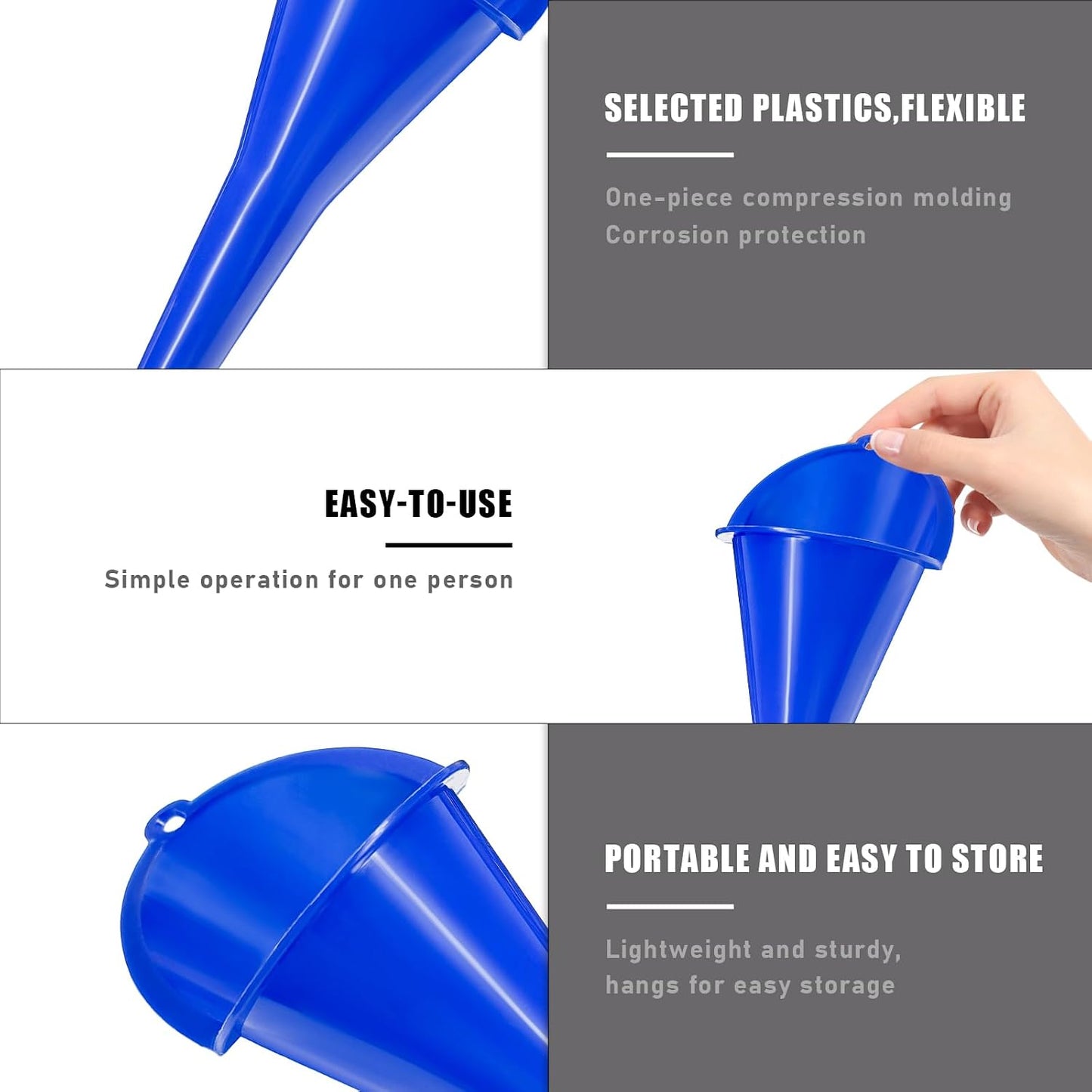 DXNQ Oil Funnel, Automotive Multi-Function Plastic Fuel Funnel with Long Neck, Universal Engine Oil Funnel for Filling Oils Gas Lubricants and Fluids, Car Accessories (Black)