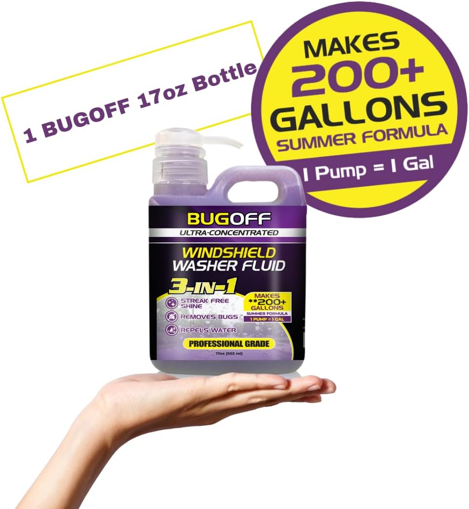 BUGOFF Windshield Washer Fluid Ultra-Concentrated (Professional 200+ Gallons)