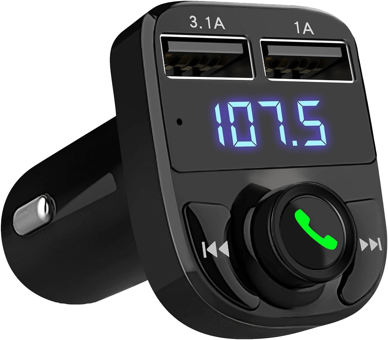 LIHAN Handsfree Calling Car Charger,Wireless Bluetooth 5.3 FM Transmitter Radio Receiver,MP3 Audio Music Adapter,Dual USB Ports,Compatible for iPhone Samsung Smartphones,Spotify & GPS Navigation