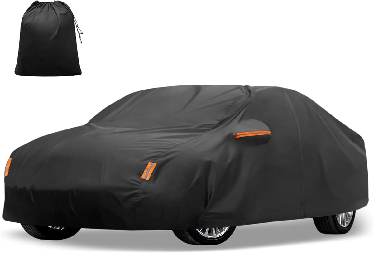 X AUTOHAUX Car Cover for Honda Civic Sedan/Coupe 210D-PU Outdoor Full Car Cover All Weather with Door Zipper for Waterproof Windproof Sun Rain Snow Protection