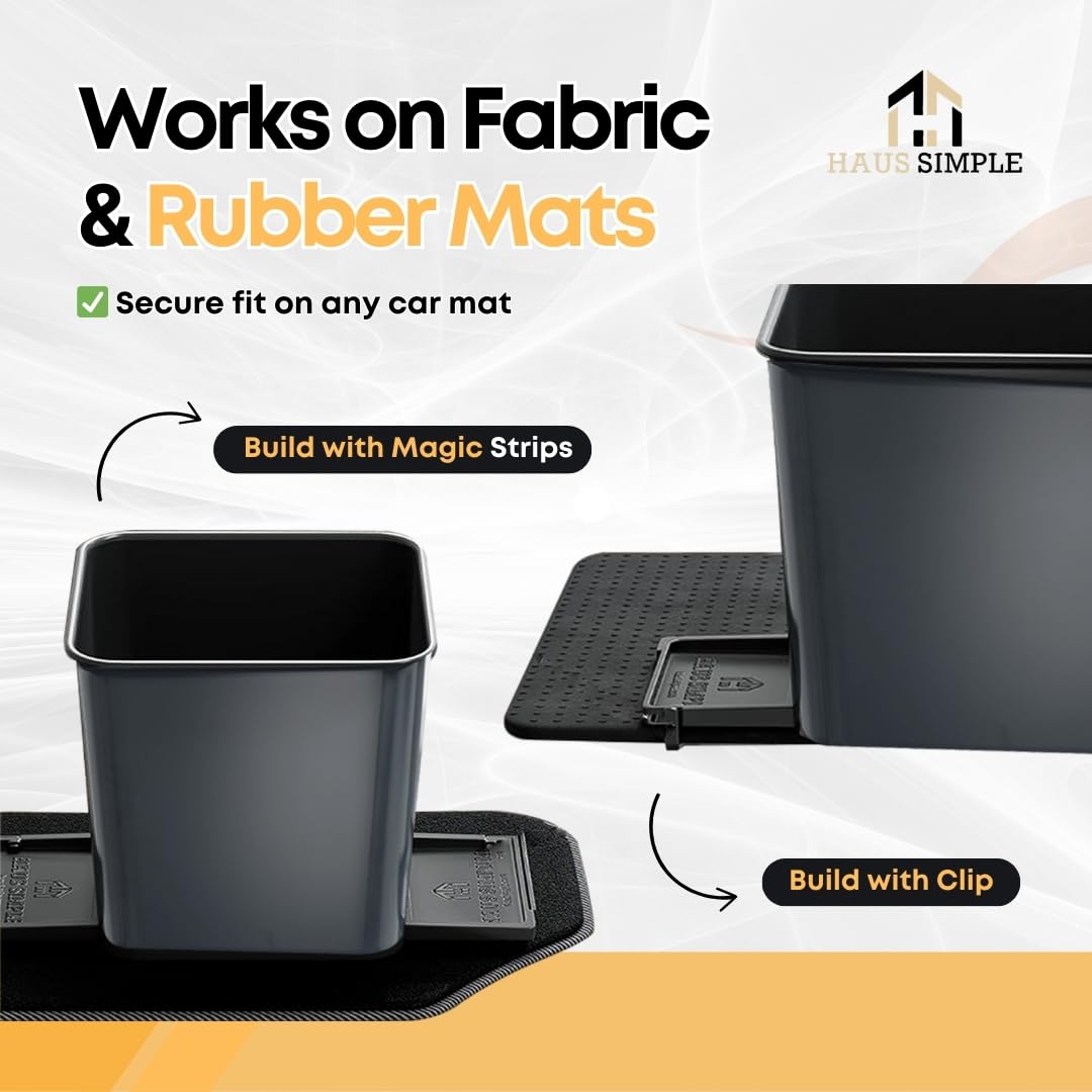 Car Trash Can for Vehicles Leakproof Compact Garbage Bin w/Stability Flap, Anti-Slip Base, Portable Trash Holder for Cars, Trucks, SUVs, Minivans (Black, Large)