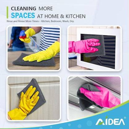 AIDEA Microfiber Cleaning Cloth-12PK, Soft Microfiber Towels for Cars, Absorbent Cleaning Rags, Lint-Free Streak-Free Wash Cloths for House, Kitchen, Window(12in.x12in), Black