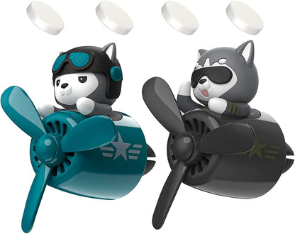 Pilot Car Air Freshener, Cute Dog Car Vent Clip Air Freshener Automotive Air Outlet Fan Diffuser, Automotive Interiors Vent Decoration (Shake Head Style - Dog)