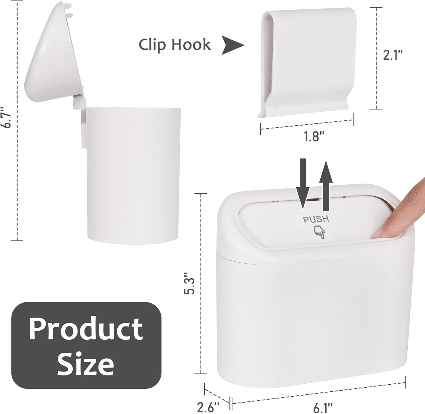 Accmor Car Trash Can with Lid, Mini Auto Dustbin Garbage Organizer Holder 2 Packs, Automotive Storage Container Bin with 60 Pcs Bags for Vehicle, Home, Office