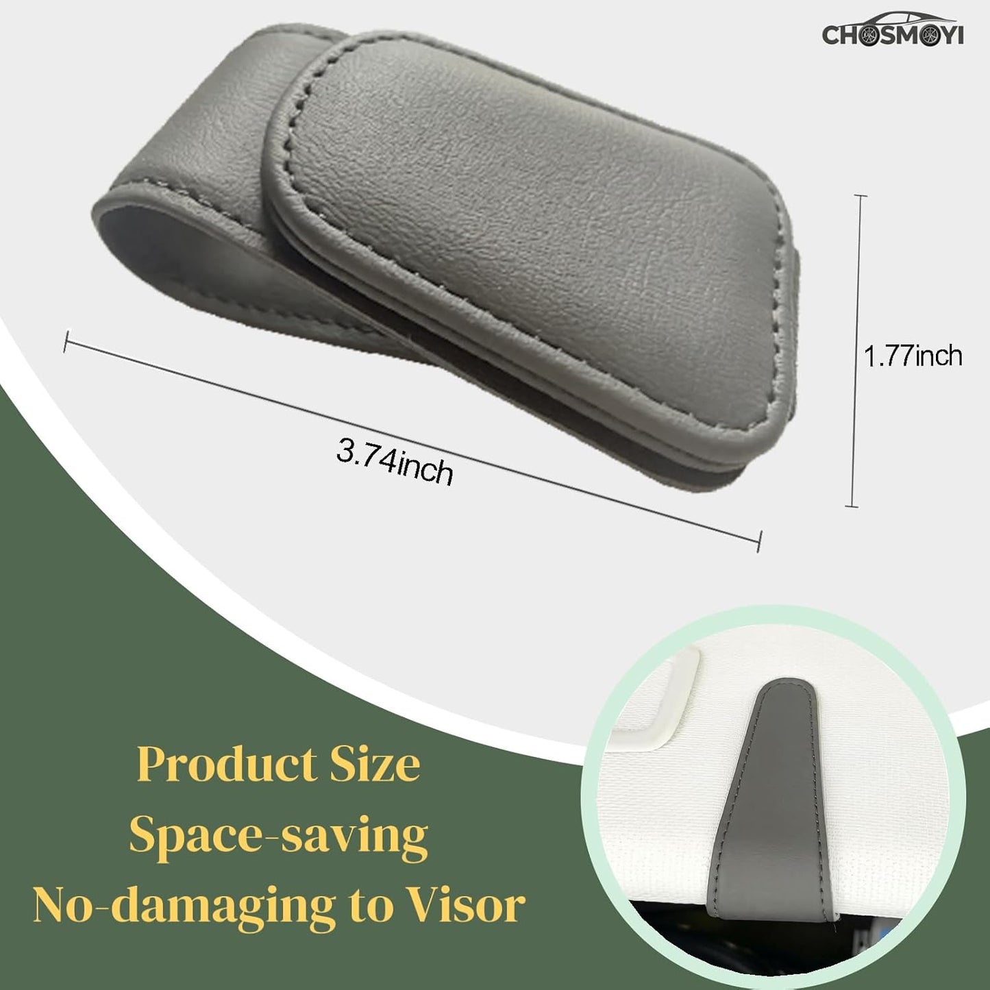 CHOSMOYI Magnetic Leather Sunglass Holder for Car, Sunglasses Clip for Car Visor, Auto Interior Accessories Universal for Different Size Eyeglasses (Black)