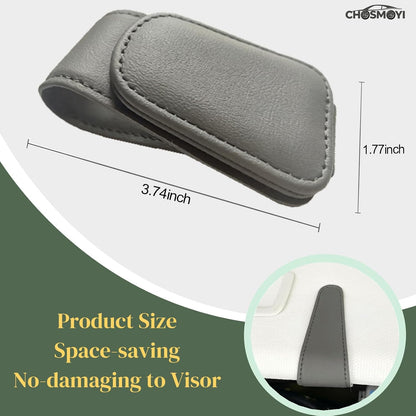 CHOSMOYI Magnetic Leather Sunglass Holder for Car, Sunglasses Clip for Car Visor, Auto Interior Accessories Universal for Different Size Eyeglasses (Black)