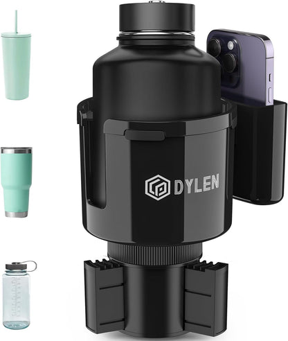DYLEN Car Cup Holder Expander with Adjustable Base, Fits 16–46oz Bottles | Expandable base fits 2.5"–3.8" cup holders; secures Yeti, Owala 16–46oz bottles; 99% phones; anti‑slip tabs prevent spills.