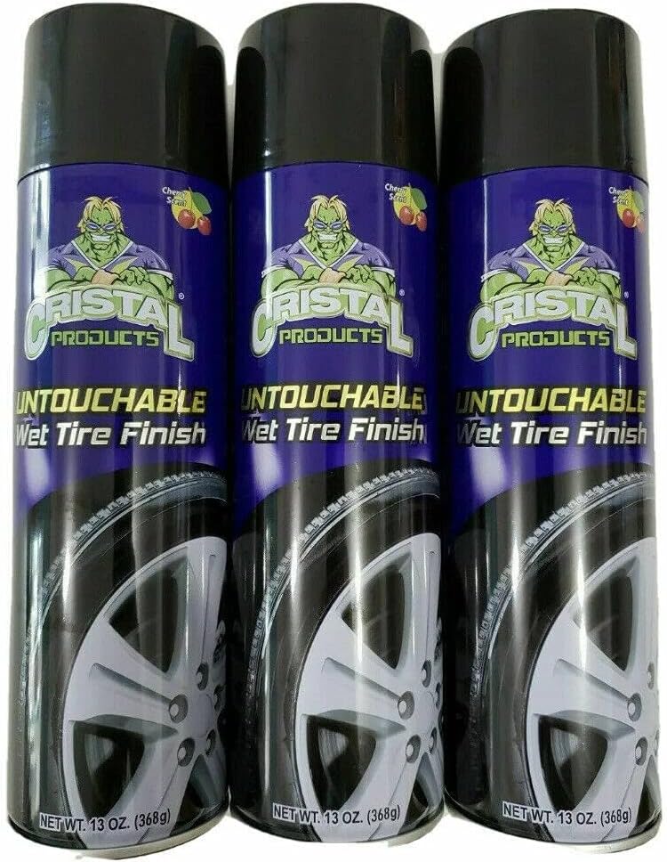 Cristal Products Untouchable Tire Shine Spray (1 Pack) – Citrus Scent, Wet Look Tire Shine, No Sling, Long Lasting Car Tire Shine, No Touch Application
