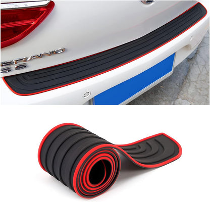 Car Rear Bumper Protector Guard, Anti-Scratch Abrasion Rubber Trunk Door Entry Sill Guard, Non-Slip Vehicle Trim Cover Protection Strip, Car Accessories for Most Cars and SUV (Black/Red/35.4" x2.7)