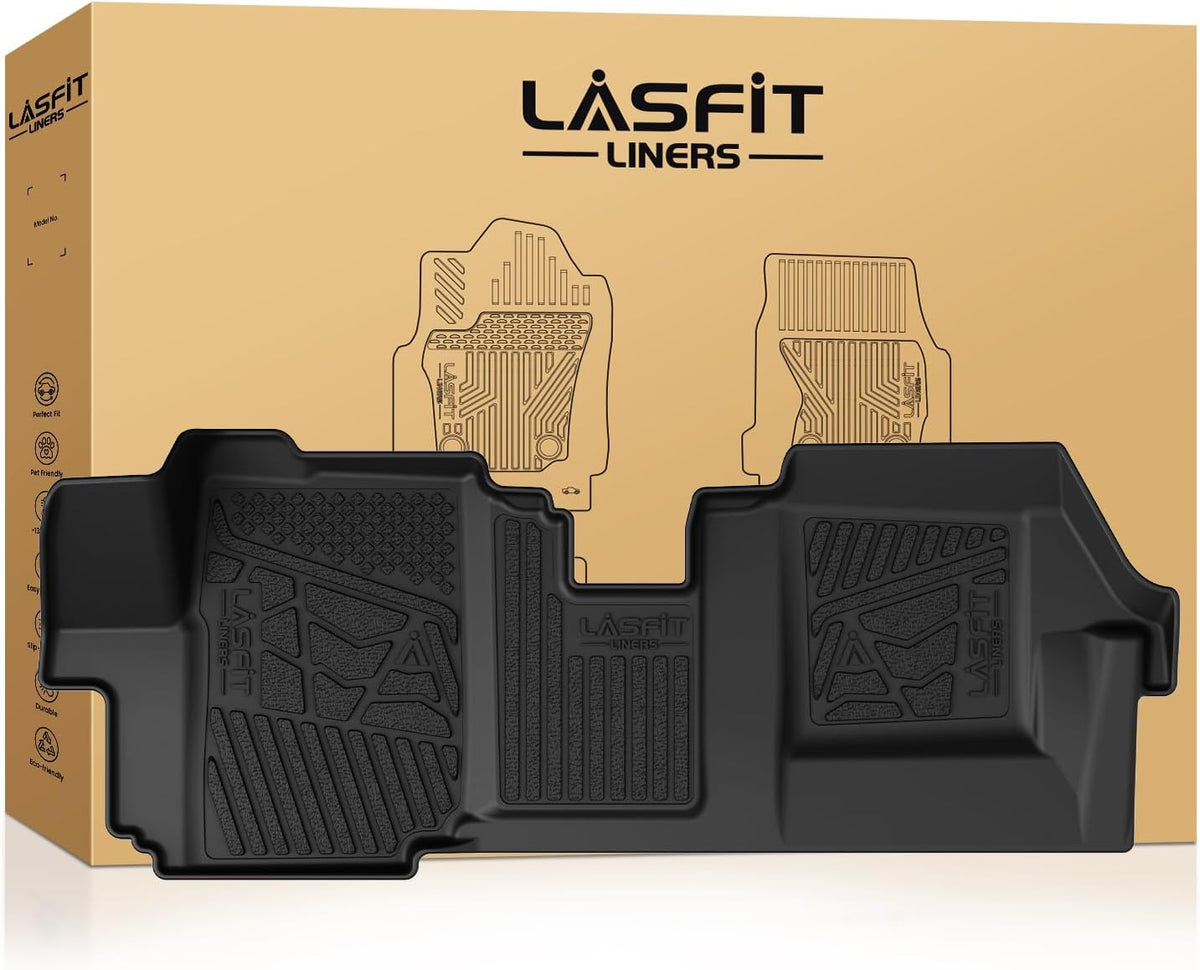 LASFIT Floor Mats for 2019-2025 2026 Ram 2500/3500 Crew Cab Bucket Seat for Carpet & Vinyl Floor (NOT fit Model with PTO Kit), All Weather TPE Custom Fit Car Mats Floor Liners 1st & 2nd Row, Black