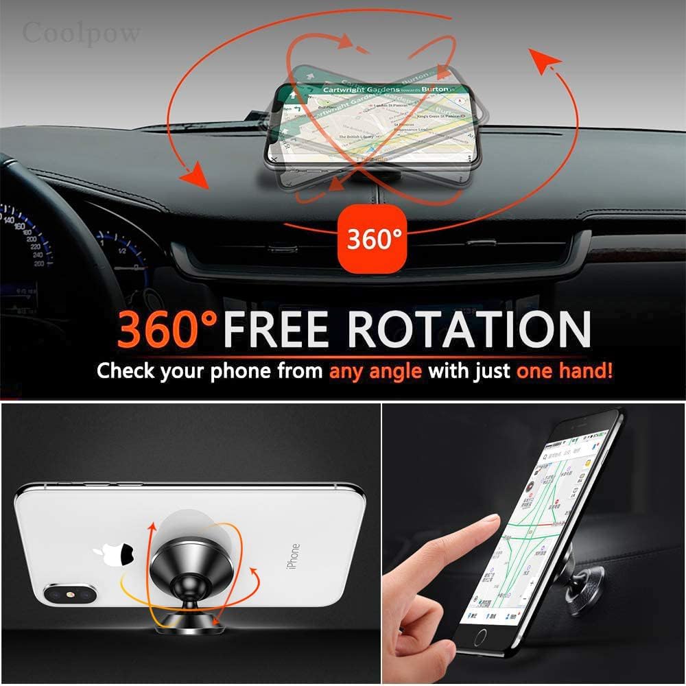 Coolpow【2 Packs Magnetic Phone Holder for Car【Strong Magnet】 Phone Holders for Your Car Phone Holder Mount【4 Metal Plate】 Universal Car Accessories for Women Men for iPhone Samsung Speakerphones