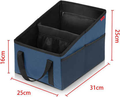 YOOFAN Car Seat Organizer - Passenger Seat Organizer, Collapsible Small Car Seat Storage Organizer for Console Front/Back, Automotive Backseat Organizer with Belt 4 Cup Holders for Kids Accessories